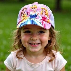 Disney Princess Pink & Purple Cap Belle Cinderella Aurora Kids Adjustable NWT
